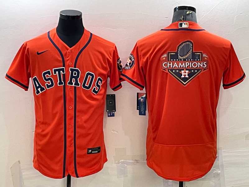 Mens Houston Astros Orange Champions Big Logo Stitched MLB Flex Base Nike Jersey->houston astros->MLB Jersey